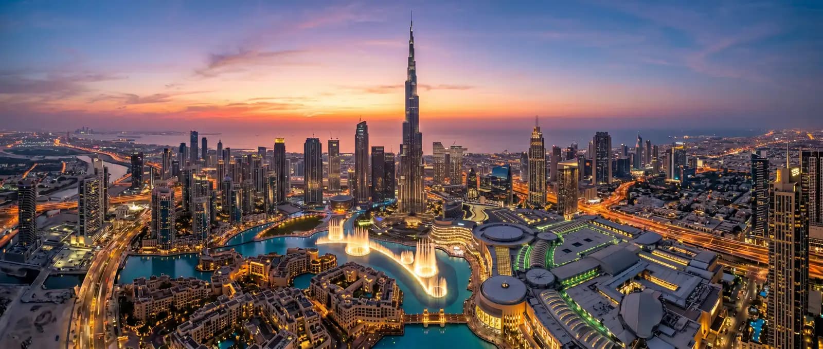 Burj Khalifa rising above Downtown Dubai